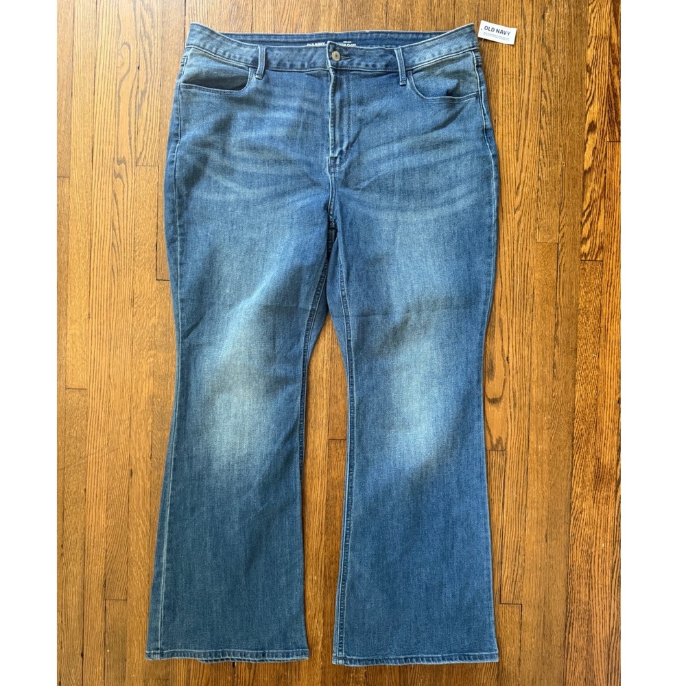 Old Navy Wow Flare Jeans Womens 18 High Rise Medium Wash Blue Denim New